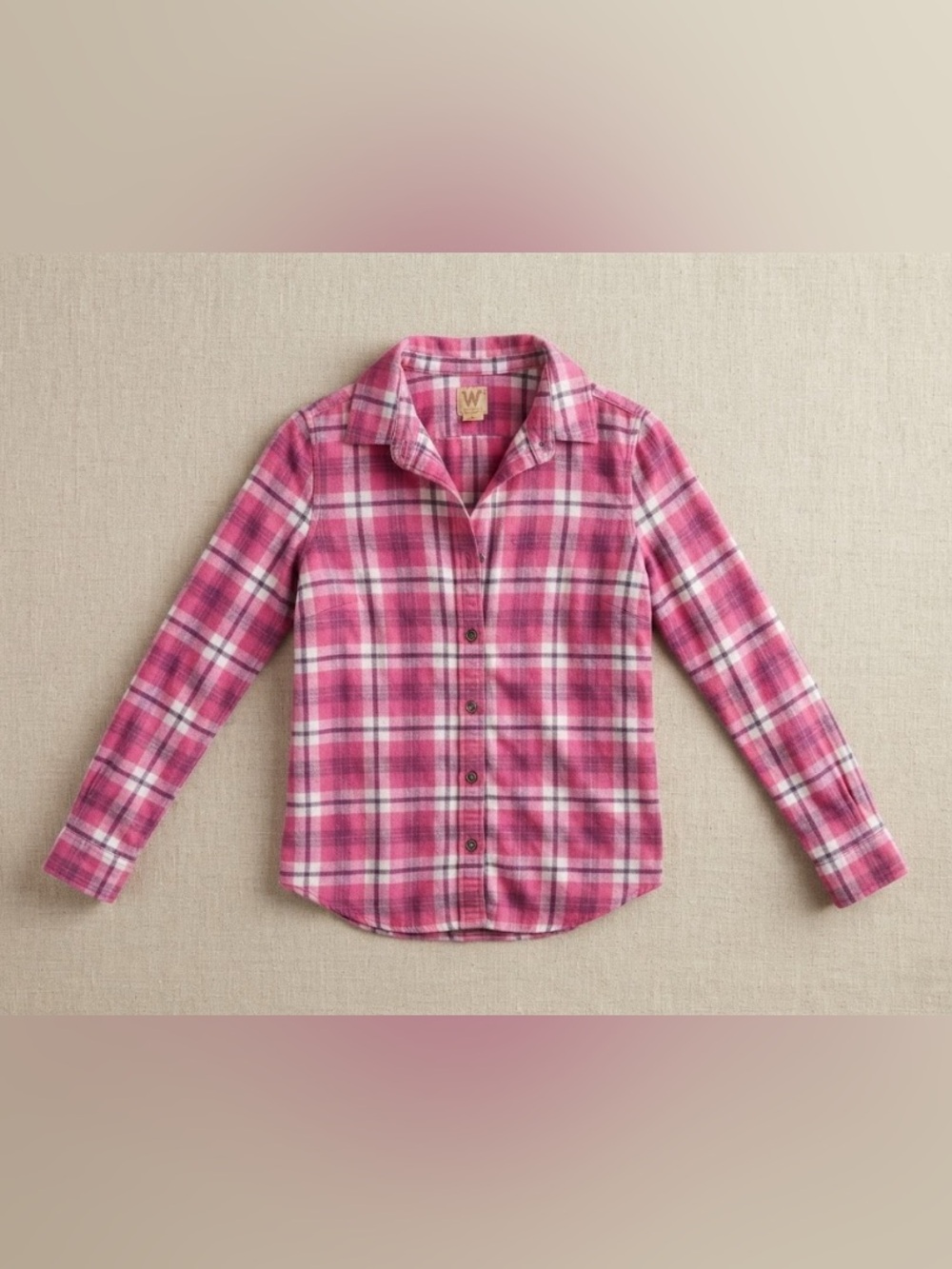 Faded Glory Pink Plaid Button-Down Shirt